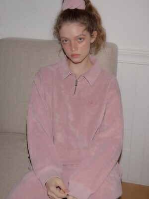 살롱드욘 Terry Half Zip-up Sweatshirt_ Pink SALON DE YOHN