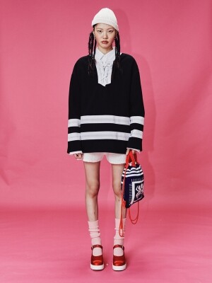 미미카위 Mmcw bandana rugby top/black MMCW