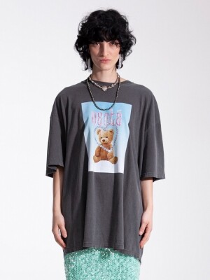 방떼 Pigment dyeing short sleeves overfit logo tee in charcoal vente