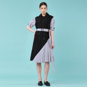 분더가이스트 퍼프반팔슬리브 언발란스 트렌치원피스 블랙 WunderGeist